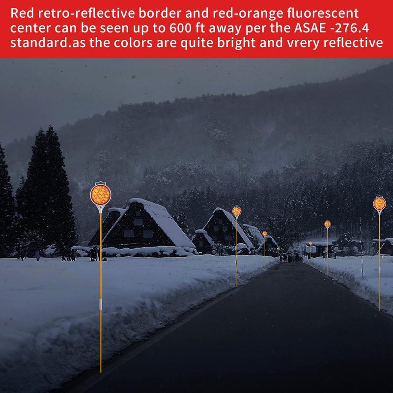 DXSIGN Reflectors for Driveway Entrance Orange Reflective Driveway Markers Snow Plow Markers Plow Markers 51 Inch Yellow Fiberglass Pole Double Sided Reflector for Driveway (8-Pack) - Image 4